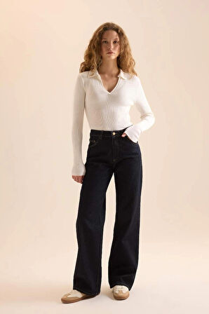 A7540 Fitted Polo Yaka Ribana Kazak