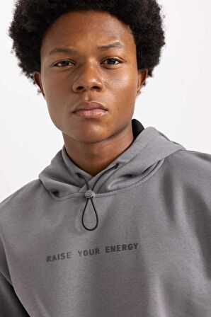 DeFactoFit Standart Fit Kapüşonlu Baskılı Sweatshirt Z5501AZ23AUGR211