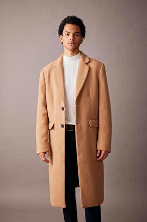 DeFacto Slim Fit Kaşe Kaban Parka Dar Kesim Astarlı Düğmeli Cepli A3775AX23WNBN283