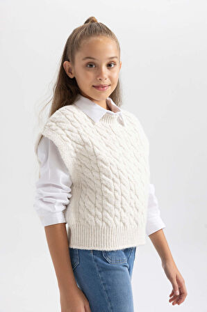 DeFacto Kız Çocuk Regular Fit Triko Süveter Y6289A623AUER134
