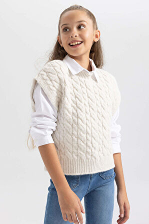 DeFacto Kız Çocuk Regular Fit Triko Süveter Y6289A623AUER134