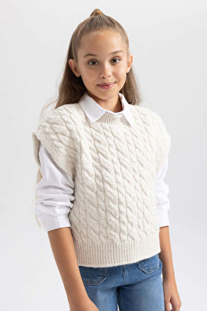 DeFacto Kız Çocuk Regular Fit Triko Süveter Y6289A623AUER134