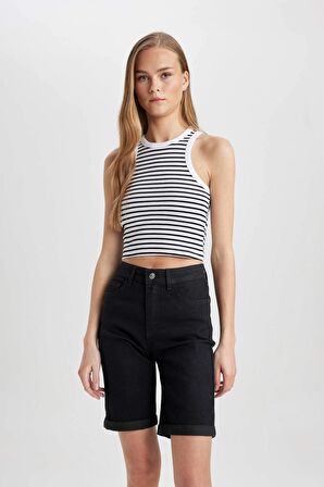 DeFacto Fitted Bisiklet Yaka Çizgili Fitilli Kaşkorse Basic Atlet X3075AZ24SMWT34