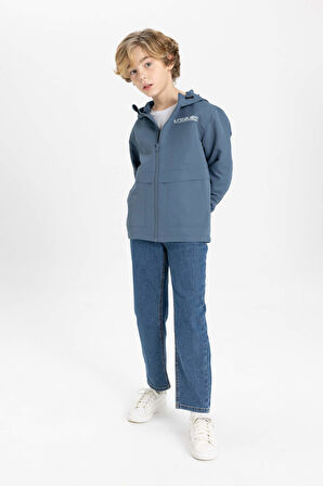 Erkek Çocuk Rüzgar Geçirmez Kapüşonlu Yağmurluk