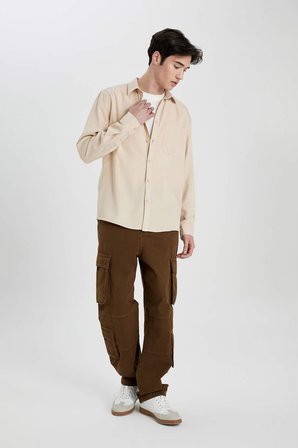 DeFacto Regular Fit Basic Düz Tensel Uzun Kollu Gömlek B2907AX24SPBG732