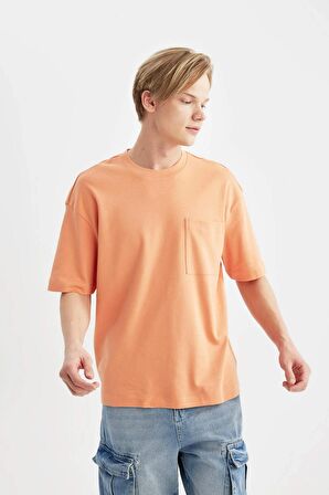 DeFacto Oversize Fit Bisiklet Yaka Kısa Kollu %100 Pamuk Ağır Kumaş Tişört T3661AZ24SPOG47