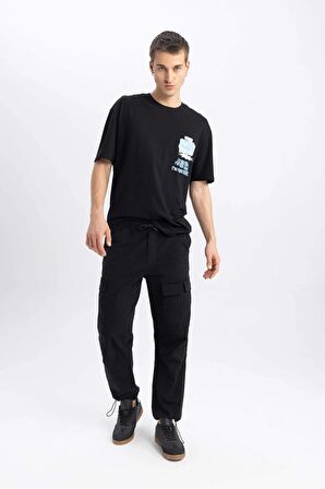 DeFacto Yazlık Wide Leg Kargo Cepli Düz Paça Paraşüt Pantolon B4555AX24SPBK81