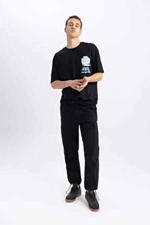 DeFacto Yazlık Wide Leg Kargo Cepli Düz Paça Paraşüt Pantolon B4555AX24SPBK81
