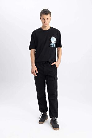 DeFacto Yazlık Wide Leg Kargo Cepli Düz Paça Paraşüt Pantolon B4555AX24SPBK81