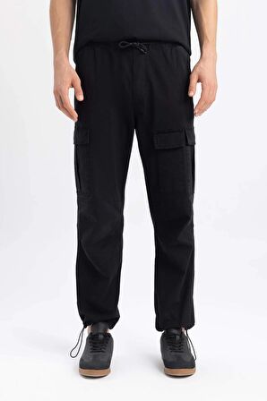 DeFacto Yazlık Wide Leg Kargo Cepli Düz Paça Paraşüt Pantolon B4555AX24SPBK81