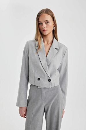 DeFacto Crop Ceket Yaka Blazer Ceket C2432AX24SPGR28