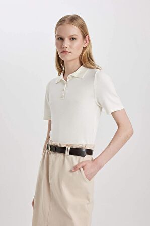 DeFacto Fitted Polo Yaka Kısa Kollu Triko Tişört C2043AX24SPER105