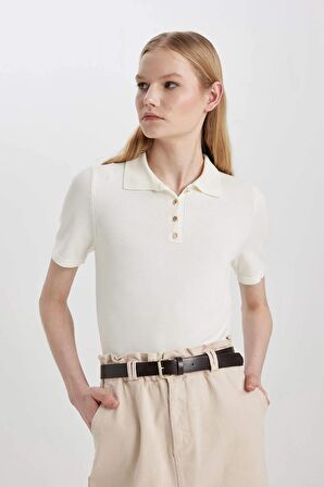 DeFacto Fitted Polo Yaka Kısa Kollu Triko Tişört C2043AX24SPER105