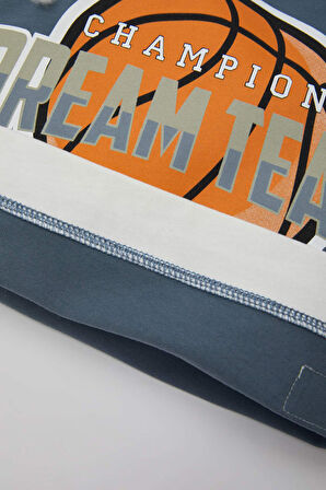 Erkek Bebek Spor Baskılı Penye Uzun Kollu Tişört Pantolon 2'li Takım