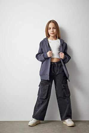 Kız Çocuk Wide Baggy Fit Geniş Paça Jean Pantolon