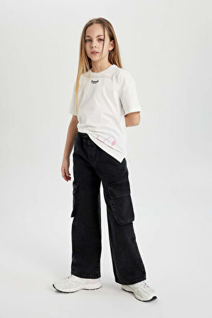 Kız Çocuk Wide Baggy Fit Geniş Paça Jean Pantolon