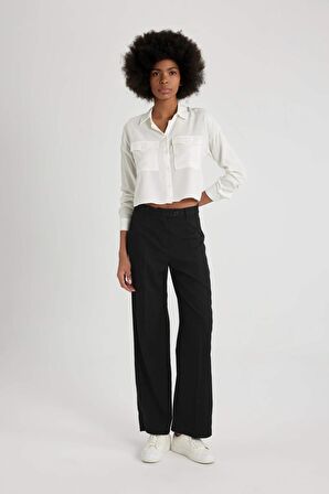 DeFacto Regular Fit Uzun Kollu Crop Gömlek A5380AX24SPWT32