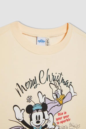 DeFacto Kız Çocuk Disney Mickey Mouse &Friends Bisiklet Yaka Sweatshirt B4736A823WNER134