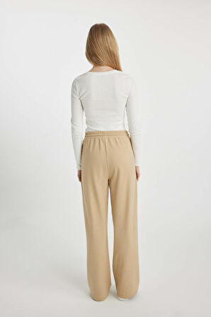 DeFacto Coool Wide Leg Geniş Bol Paça Eşofman Altı Beli Lastikli Bağcıklı Cepli Basic Düz B3345AX23WNBG203