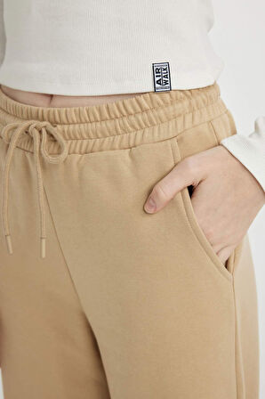 Coool Wide Leg Beli Lastikli Bağcıklı Cepli Bol Paça Basic Düz Eşofman Altı