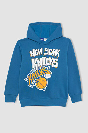 DeFacto Erkek Çocuk NBA New York Knicks Kapüşonlu Kalın Sweatshirt B4793A823WNBE776