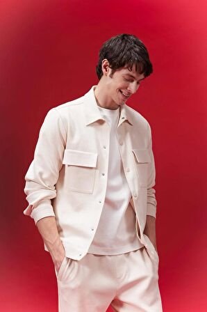 DeFacto Polo Yaka Çıtçıt Kapamalı Cepli Gömlek Ceket Z5178AZ24SPBG144