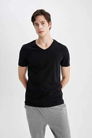 DeFacto Slim Fit V Yaka Basic Kısa Kollu Tişört M7668AZ24SPBK81