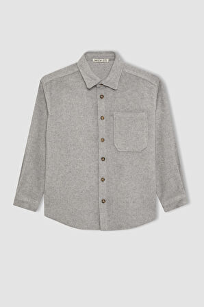 DeFacto Erkek Çocuk Oversize Fit Yün Görünümlü Uzun Kollu Gömlek B7962A823WNGR400