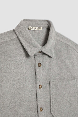 DeFacto Erkek Çocuk Oversize Fit Yün Görünümlü Uzun Kollu Gömlek B7962A823WNGR400