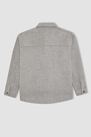 DeFacto Erkek Çocuk Oversize Fit Yün Görünümlü Uzun Kollu Gömlek B7962A823WNGR400