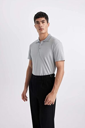 DeFacto Slim Fit Dar Kesim Kısa Kollu Pamuklu Modal Karışımlı Basic Düz Polo Tişört M6609AZ24SPGR130