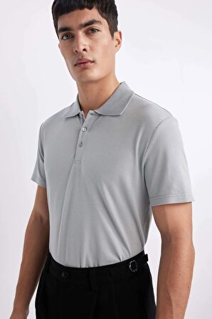 DeFacto Slim Fit Dar Kesim Kısa Kollu Pamuklu Modal Karışımlı Basic Düz Polo Tişört M6609AZ24SPGR130
