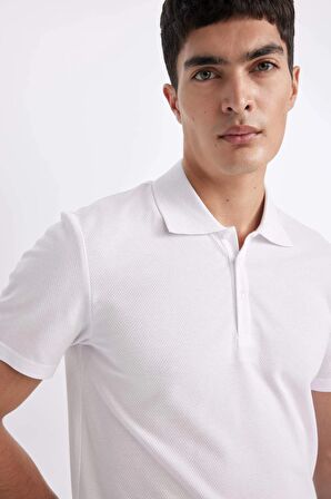 DeFacto Slim Fit Dar Kesim Kısa Kollu Pamuklu Modal Karışımlı Basic Düz Polo Tişört M6609AZ24SPWT34