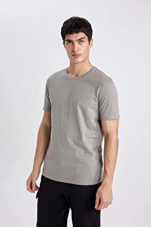 DeFacto Regular Fit Bisiklet Yaka Kısa Kollu Basic Düz Tişört T5014AZ24SPGR90