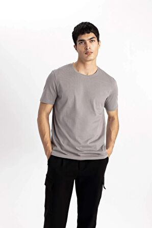 DeFacto Regular Fit Bisiklet Yaka Kısa Kollu Basic Düz Tişört T5014AZ24SPGR90