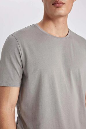 DeFacto Regular Fit Bisiklet Yaka Kısa Kollu Basic Düz Tişört T5014AZ24SPGR90