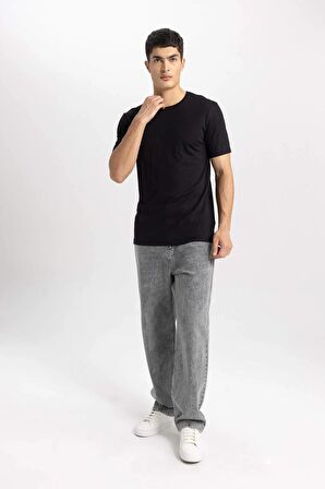 DeFacto Slim Fit Dar Kesim Bisiklet Yaka Kısa Kollu Basic Düz Tişört M6606AZ24SPBK27