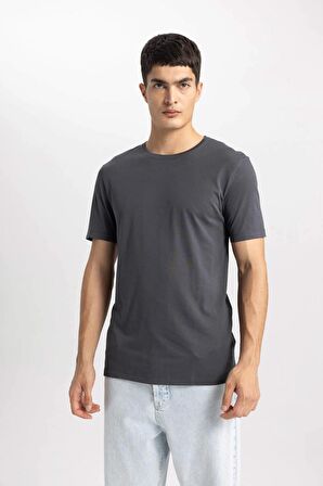 DeFacto Slim Fit Dar Kesim Bisiklet Yaka Kısa Kollu Basic Düz Tişört M6606AZ24SPAR104