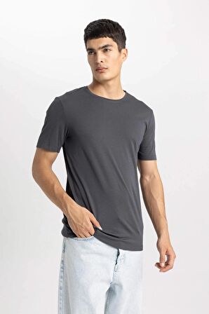 DeFacto Slim Fit Dar Kesim Bisiklet Yaka Kısa Kollu Basic Düz Tişört M6606AZ24SPAR104