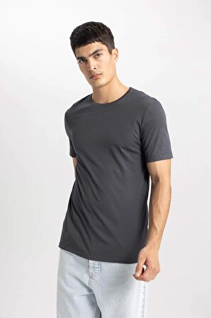 DeFacto Slim Fit Dar Kesim Bisiklet Yaka Kısa Kollu Basic Düz Tişört M6606AZ24SPAR104