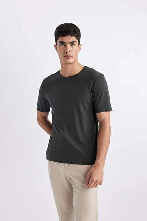 DeFacto Slim Fit Dar Kesim Bisiklet Yaka Kısa Kollu Basic Düz Tişört M6606AZ24SPGN915