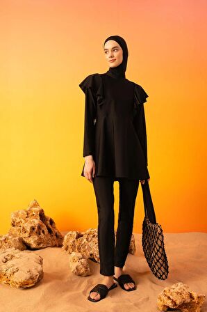 DeFacto Regular Fit 4'lü Basic Burkini Tesettür Mayo Takım B5228AX24SMBK81