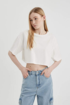 Coool Loose Fit Bisiklet Yaka Basic Düz Kısa Kollu Tişört