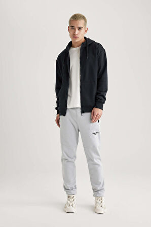 DeFacto Regular Fit Kapüşonlu İçi Yumuşak Tüylü Cepli Basic Düz Fermuarlı Sweatshirt X8331AZ24SPAR204
