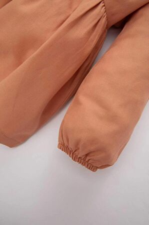 Kız Bebek Çiçekli Uzun Kollu Twill Elbise