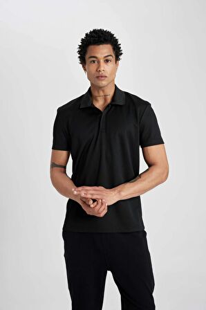 DeFactoFit Slim Fit Dar Kesim Polo Yaka Sporcu Kısa Kollu Tişört Z5598AZ24SPBK81