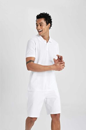 DeFactoFit Slim Fit Polo Yaka Kısa Kollu Pamuklu Tişört