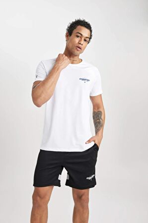 DeFactoFit Slim Fit Dar Kesim Bisiklet Yaka Baskılı Kısa Kollu Sporcu Tişört B5019AX24SPWT80