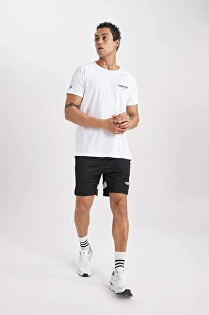DeFactoFit Slim Fit Dar Kesim Bisiklet Yaka Baskılı Kısa Kollu Sporcu Tişört B5019AX24SPWT80