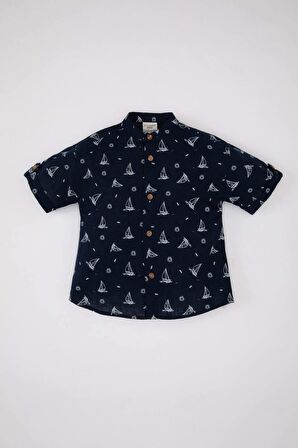 DeFacto Erkek Bebek Flamlı Poplin Desenli Kısa Kollu Gömlek C3412A524SMNV256